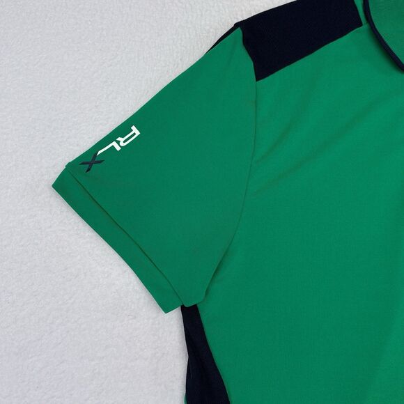 RLX Ralph Lauren Golf Polo Shirt Mens Size Medium Green Blue Breathable Stretch - Picture 5 of 9